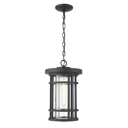 Z-Lite Jordan 1 Light Outdoor Chain Mount Ceiling Fixture, Black And Clear Seedy 570CHB-BK
